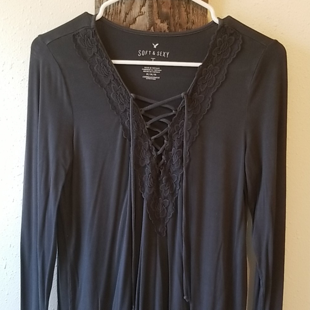 American Eagle Soft & Sexy Dark Grey Long Sleeve